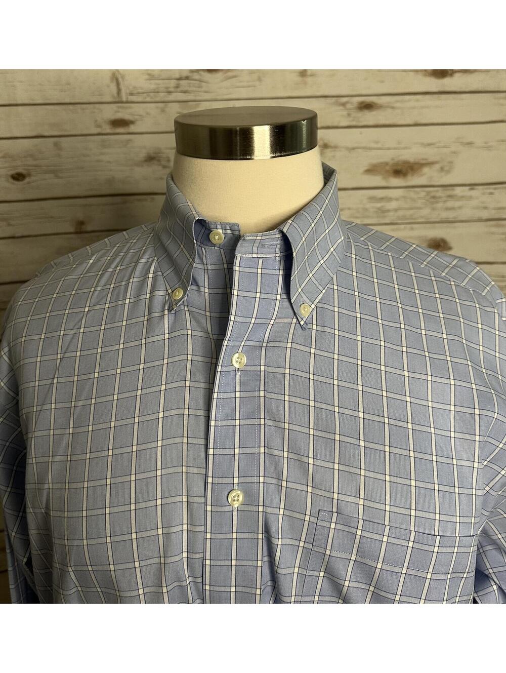 Brooks Brothers Original Polo Shirt blue white cotton button-down shirt 17-6/7 - Picture 2 of 8